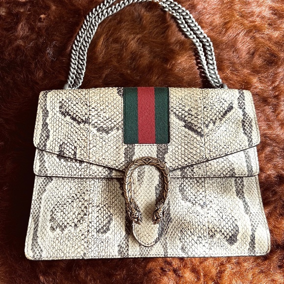 Dionysus Medium Multicolor Beige Python Leather Shoulder Bag - Picture 2 of 12